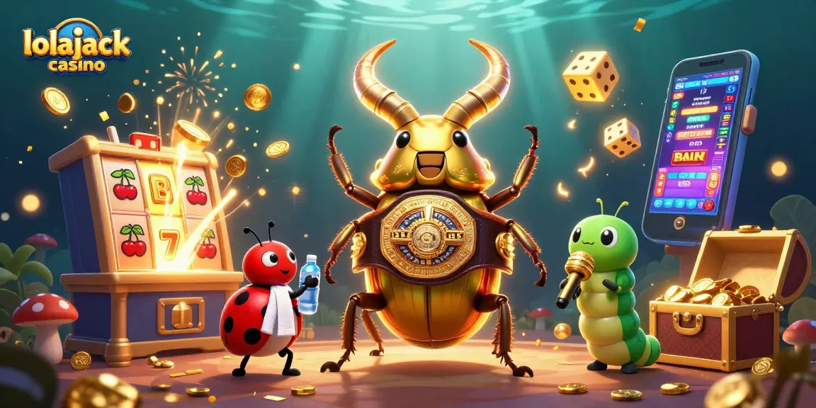 Experience the excitement at lolajack casino with a vibrant 3D scene featuring unique characters and dynamic gaming elements.